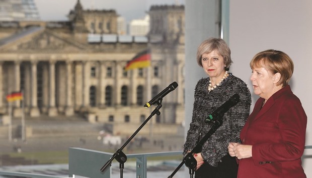 German Chancellor Angela Merkel and Britainu2019s Prime Minister Theresa May addressing the media prior to a meeting at the chancellery in Berlin yesterday. Merkel and May have tended to be more like Queen Bees, while Clinton, Lagarde, Clark and Georgieva are more like Righteous Women.