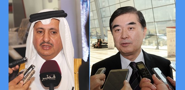 Sheikh Khalifa and Li Chen: Seeking to expand areas of cooperation. PICTURE: Shemeer Rasheed