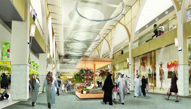 Architect's illustration of Doha Festival City's Market Place Corridor