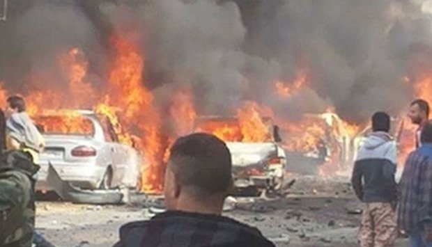 The car bomb exploded in front of the coastal city's Al-Jalaa hospital.