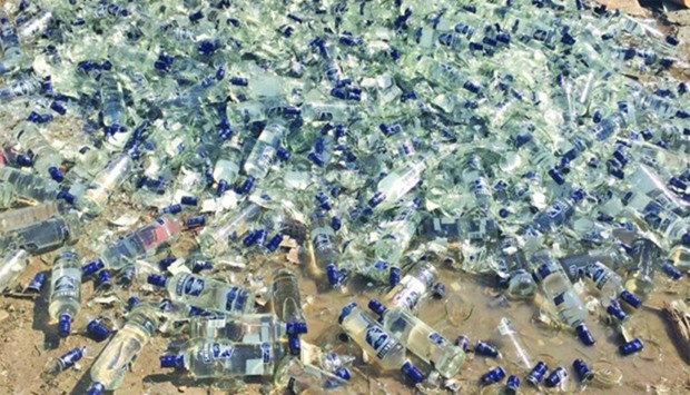 The crushed bottles