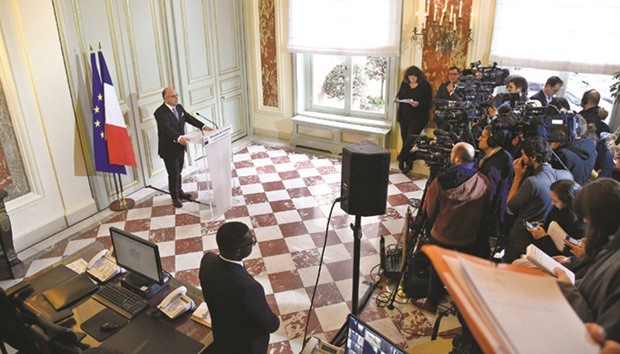 Cazeneuve at the news conference in Paris where he announced that police have broken up a terror ring plotting an attack in France.
