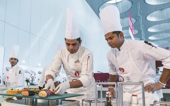Members of the Ezdan culinary team at work during the competition.