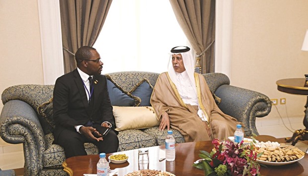 HE Ahmed bin Abdullah bin Zaid al-Mahmoud met the Minister of Mines, Industry and Energy of Equatorial Guinea, Gabriel M Obiang Lima, yesterday.