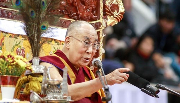 The Dalai Lama speaks to worshippers during ceremonies at the Buyant Ukhaa sports stadium in Ulaanbaatar, the capital of Mongolia, earlier this week.