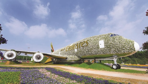 The Emirates A380 structure at Dubai Miracle Garden.