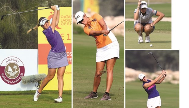 (Far left photo) Noora Tamminen of Finland tees off on Hole 15 during the first round of the Qatar Ladies Open at the Doha Golf Course yesterday. (Other photos) Other action from Day One of the Ladies European Tour event. PICTURES: Ladies European Tour and Anas al-Samaraee