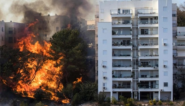 fire raging in the northern Israeli port city of Haifa