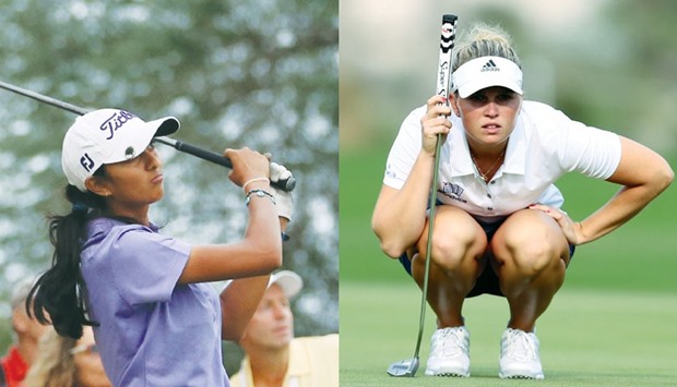 India's Aditi Ashok and Nanna Koerstz Madsen (right) of Denmark go into the final day of the Qatar Ladies Open tied at the top. PICTURES: Anas al-Samaraee