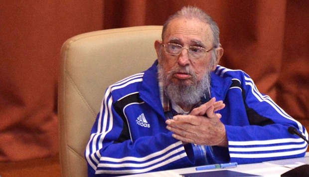 Cuban Former President Fidel Castro applauding during the closing ceremony of VII Congress of Cuban Communist Party (PCC) at Convention Palace in Havana. File picture released by Cuban Agency ACN taken on April 19, 2016