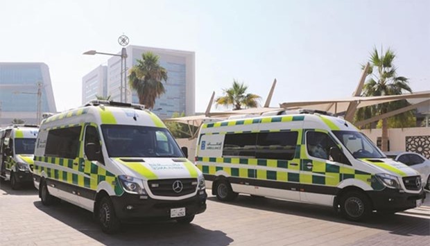 New ambulances are pictured at Hamad Bin Khalifa Medical City.