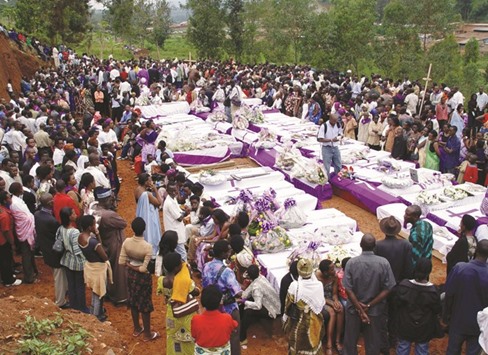 The bones of genocide victims in Kigali.