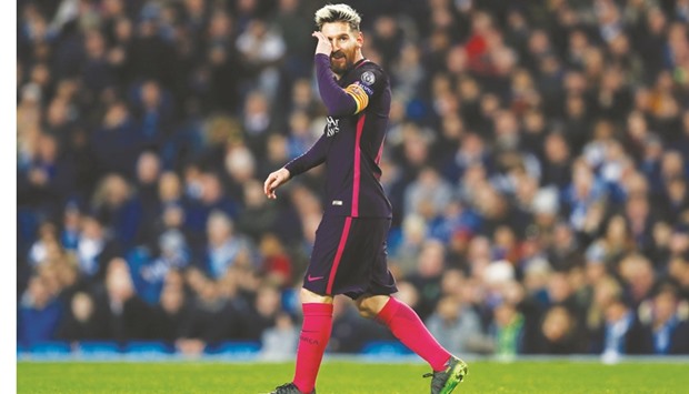 File picture of Barcelonau2019s Lionel Messi reacting during the Champions League game against Manchester City.