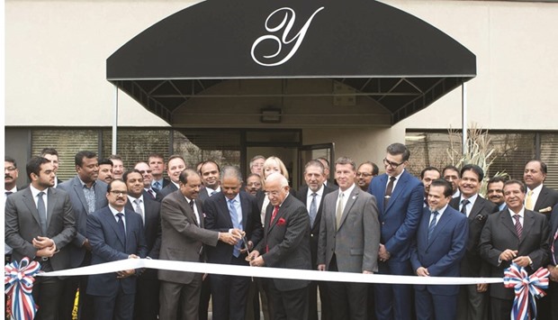 Giangeruso; McPartland and Thummalapally with Yusuffali; Rupawala; Ashraf Ali; Saleem VI, chief operating officer; Althaf and Salim MA, directors of LuLu Group, during the inauguration of its food processing and logistics bases in Lyndhurst, New Jersey yesterday.