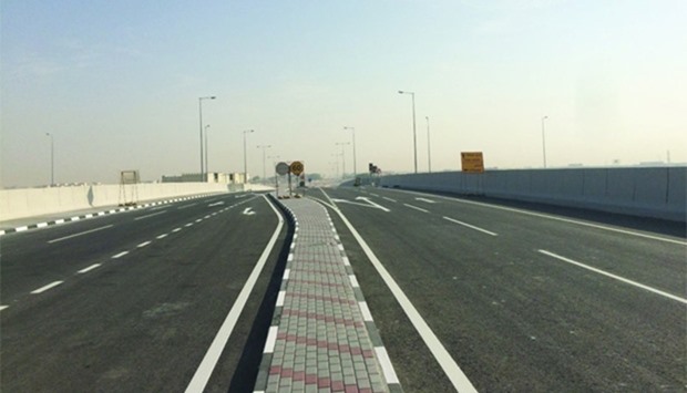 A view of the road over the new Umm Slal Interchange linking western and eastern areas of Shamal Expressway.