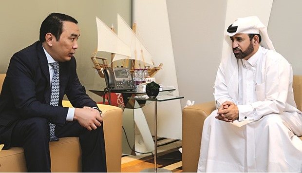 Kazakhstan ambassador Askar Shokybayev (left) with Katara general manager Dr Khalid bin Ibrahim al-Sulaiti.