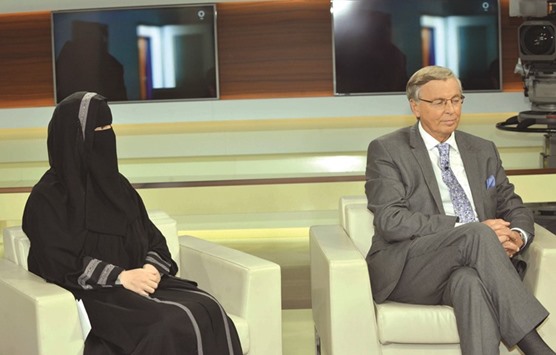 Nora Illi is seen with Wolfgang Bosbach, lawmaker from Chancellor Angela Merkelu2019s Christian Democratic Union party, during the night talkshow on Sunday.