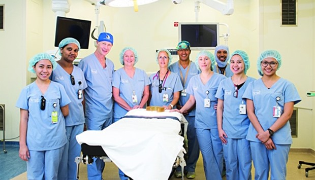 The surgery team at the operating theatre of Sidra