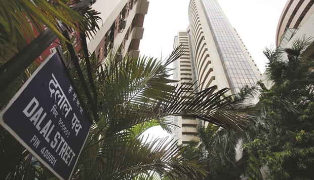 The Bombay Stock Exchange building is seen in Mumbai. The S&P BSE Sensex closed down 338.61 points to 27,252.53 yesterday.