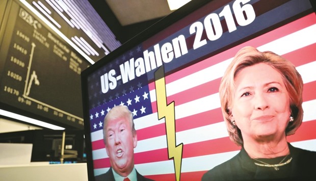 A TV screen is pictured in front of the German share price index, DAX board, at the stock exchange in Frankfurt. World stock markets recovered from a sharp initial downturn to maverick Republican Donald Trumpu2019s shock election win yesterday, quickly regaining their poise with surprising resilience.