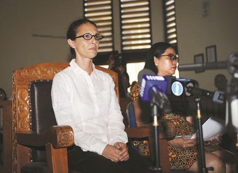 Australian national Sara Connor (left) attends her trial at a court in Denpasar on Indonesiau2019s resort island of Bali yesterday.