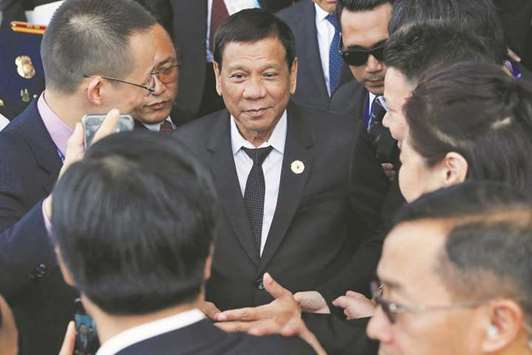 President Rodrigo Duterte leaves the APEC CEO summit in Danang, Vietnam.