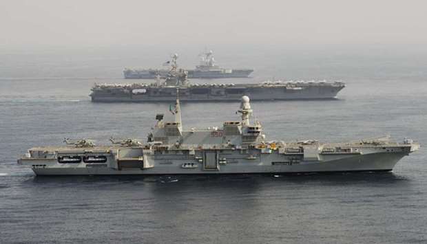 Three US aircraft carriers