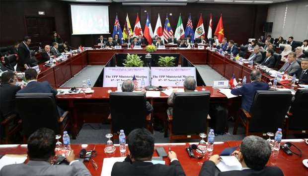 Trade ministers and delegates attend the TPP Ministerial Meeting