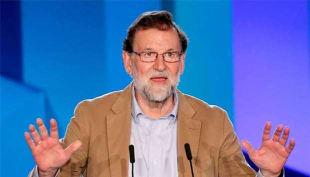 Spanish Prime Minister Mariano Rajoy speaks at a meeting in Barcelona on Sunday.