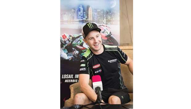 World Superbike champion Jonathan Rea of Kawasaki Racing speaks during an interview at Ritz-Carlton in Doha yesterday.