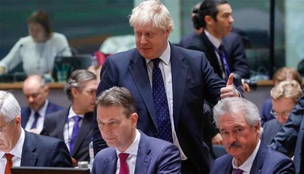 Britain's Foreign Secretary Boris Johnson attends an European Union foreign ministers' meeting in Br