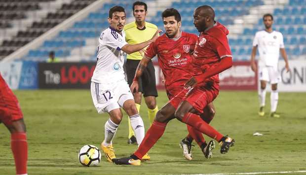 Action from the Al Duhail-Al Sailiya match at the Al Wakrah Stadium yesterday.