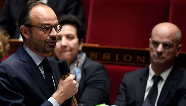 French Prime Minister Edouard Philippe speaks during a session of questions to the government at the National Assembly in Paris.