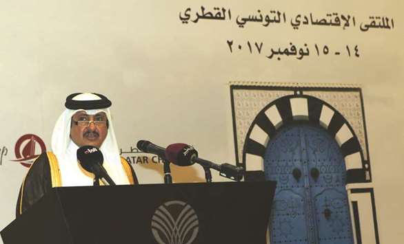 Sheikh Khalifa addressing the Qatari-Tunisian economic forum wherein he highlighted the improved economic and trade relations between the two countries and the scope for potential joint ventures. He said Qatari investments in Tunisia has exceeded $1bn in various sectors such as tourism, finance and communications.