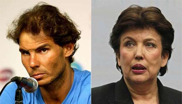 France's Roselyne Bachelot (right) alleged that Rafael Nadal had faked an injury in 2012 to hide a positive drug test.
