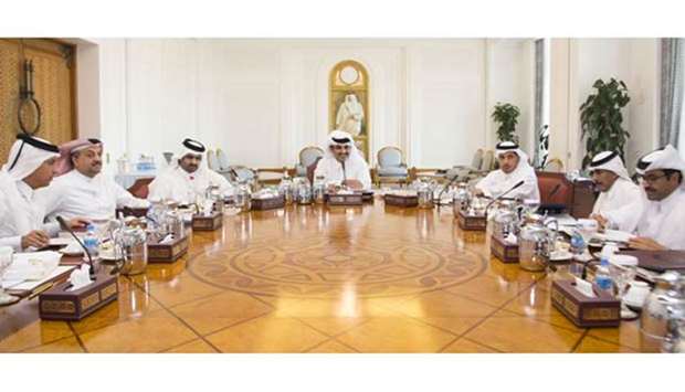 His Highness the Emir Sheikh Tamim bin Hamad al-Thani chairing the council's meeting at the Emiri Diwan on Thursday. 