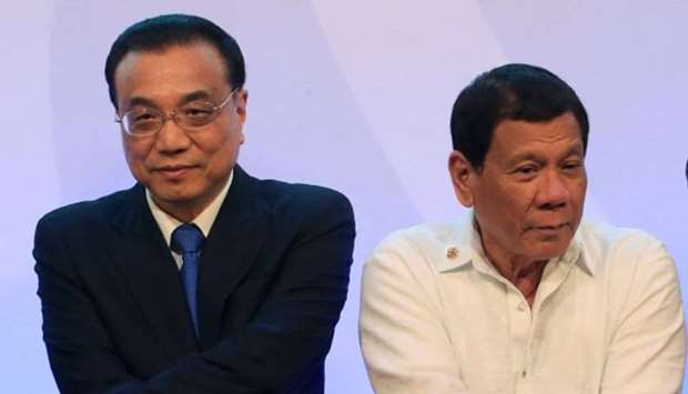 Chinese Premier Li Keqiang with Philippine President Rodrigo Duterte