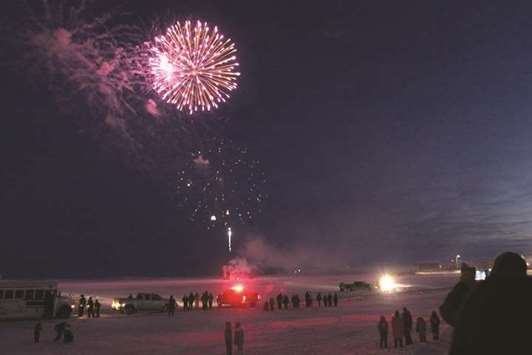 Celebratory fireworks for the road in Tuktoyaktuk, Canada.