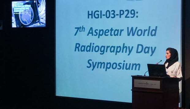 A speaker addresses the World Radiography Day symposium.