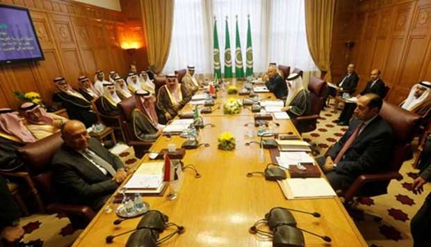 Arab League foreign ministers attend a meeting in Cairo on Sunday.