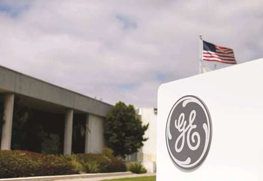 The logo of General Electric is shown at its subsidiary company GE Aviation in Santa Ana, California. GE shares stabilised after a brutal slide last week sent the stock near six-year lows, but the worst may not be over.