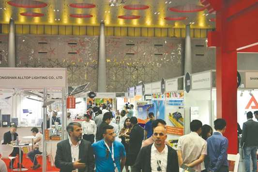 Visitors moving around at the u2018Made in China 2017u2019 expo held in Doha.