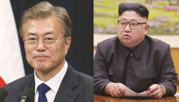 Moon Jae-in, RIGHT: Kim Jong-un