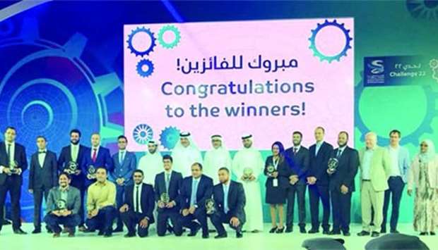 HE the Minister of Municipality and Environment Mohamed bin Abdullah al-Rumaihi, HE the Minister of Culture and Sports Salah bin Ghanem bin Nasser al-Ali and SC secretary-general Hassan al-Thawadi with the winners of Challenge 22. PICTURES: SC
