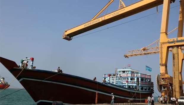 A ship is moored at Yemen's rebel-held Red Sea port of Hodeida in this file picture.