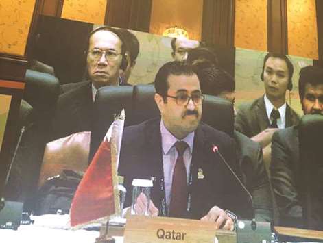 HE Dr al-Sada addressing the 7th Asian Ministerial Energy Roundtable in Bangkok yesterday.