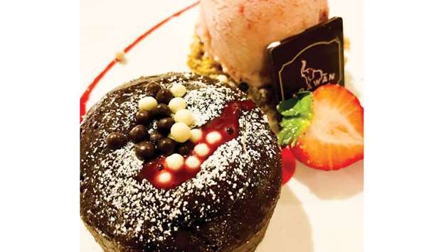 YUMMY: The dessert is the richest miniature chocolate cake you can think of. Photo by the author