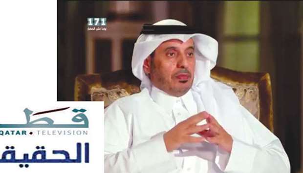 HE the Prime Minister and Interior Minister Sheikh Abdullah bin Nasser bin Khalifa al-Thani speaking during his interview to Qatar TV.