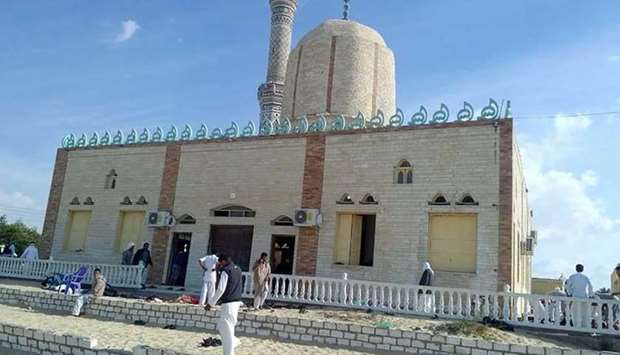 View of the Rawda mosque, roughly 40 kilometres west of the North Sinai capital of El-Arish, after a gun and bombing attack