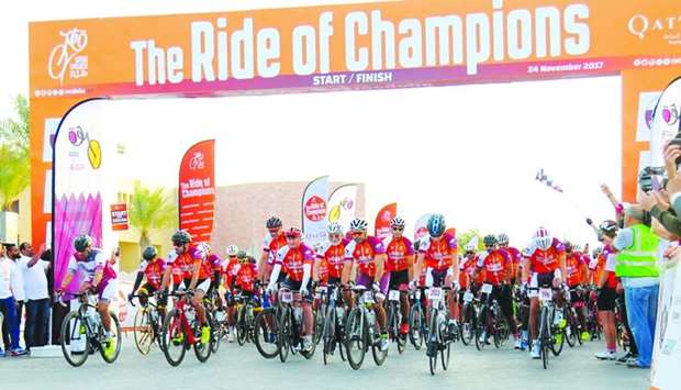 The Ride of Champions 2017, held on Friday at QF's Education City, had seen more than 1,000 cycling enthusiasts from 57 countries participating. Senior government officials, VIPs, and diplomats also took part in the event. PICTURE: Ram Chand
